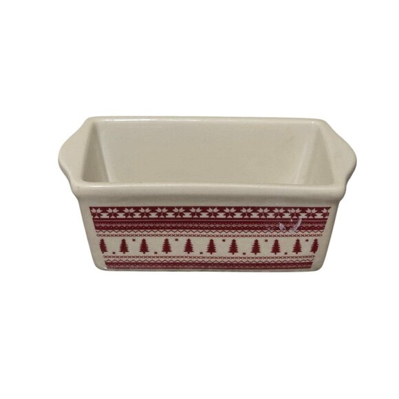 Nantucket Green Mini Baking Loaf Stoneware Christmas Joy 6.25" x 3.25"x 2.25" - Picture 1 of 4